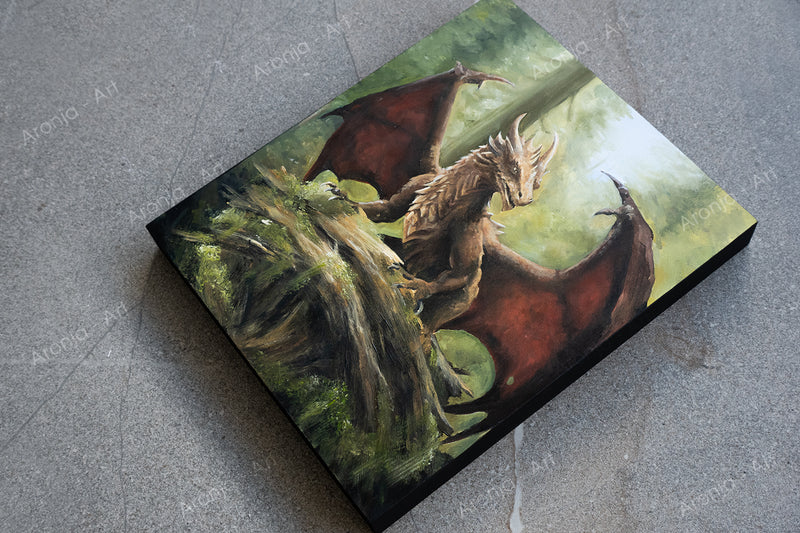 Young Forest Dragon - Acrylicpainting on wood (25x30cm / 10x12")
