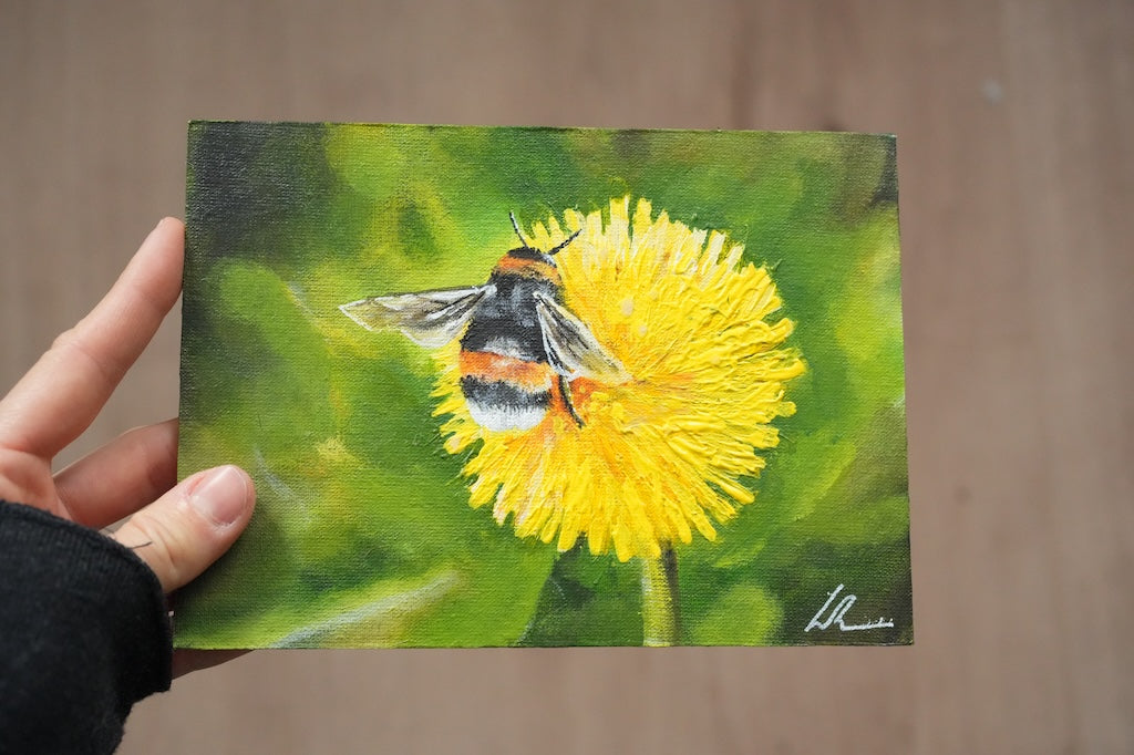 Bumblebee - Original mini Oil Painting on panel