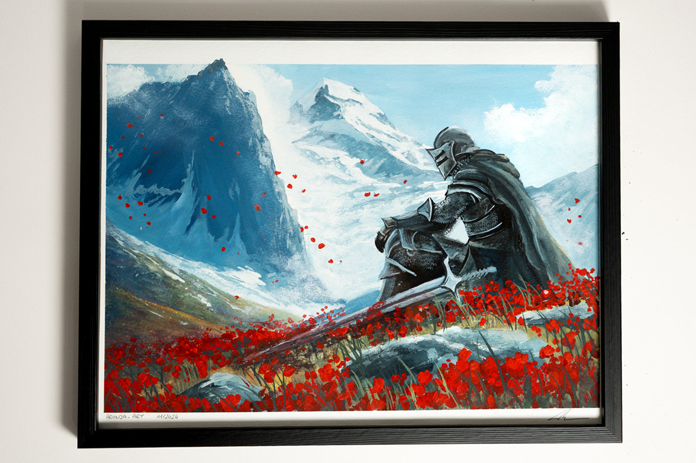 A Knight's Solitude - Original Gouache Painting (Framed)