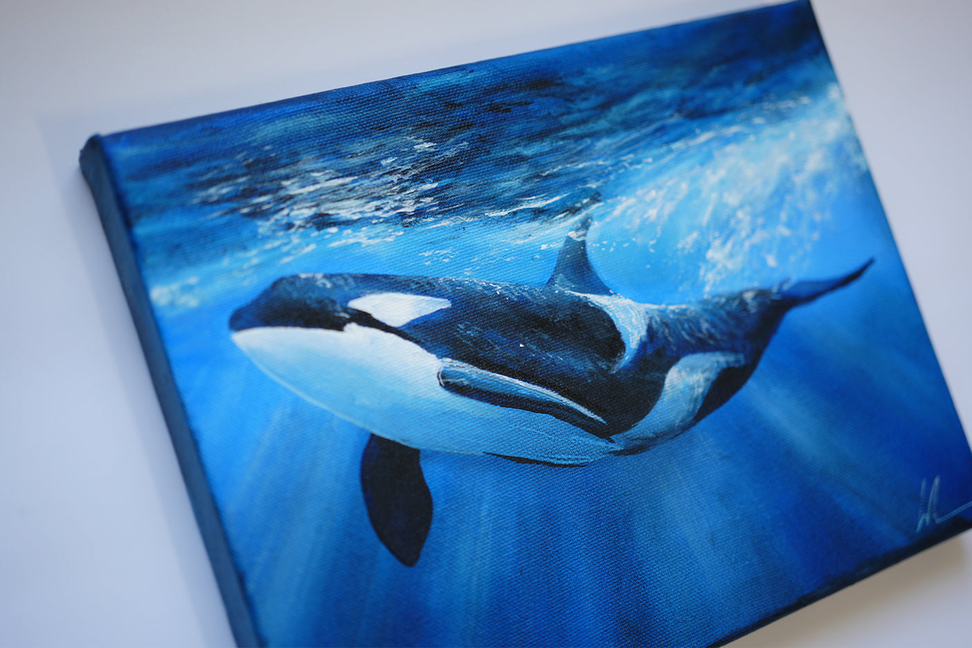 Glücklicher kleiner Orca - Originalgemälde 