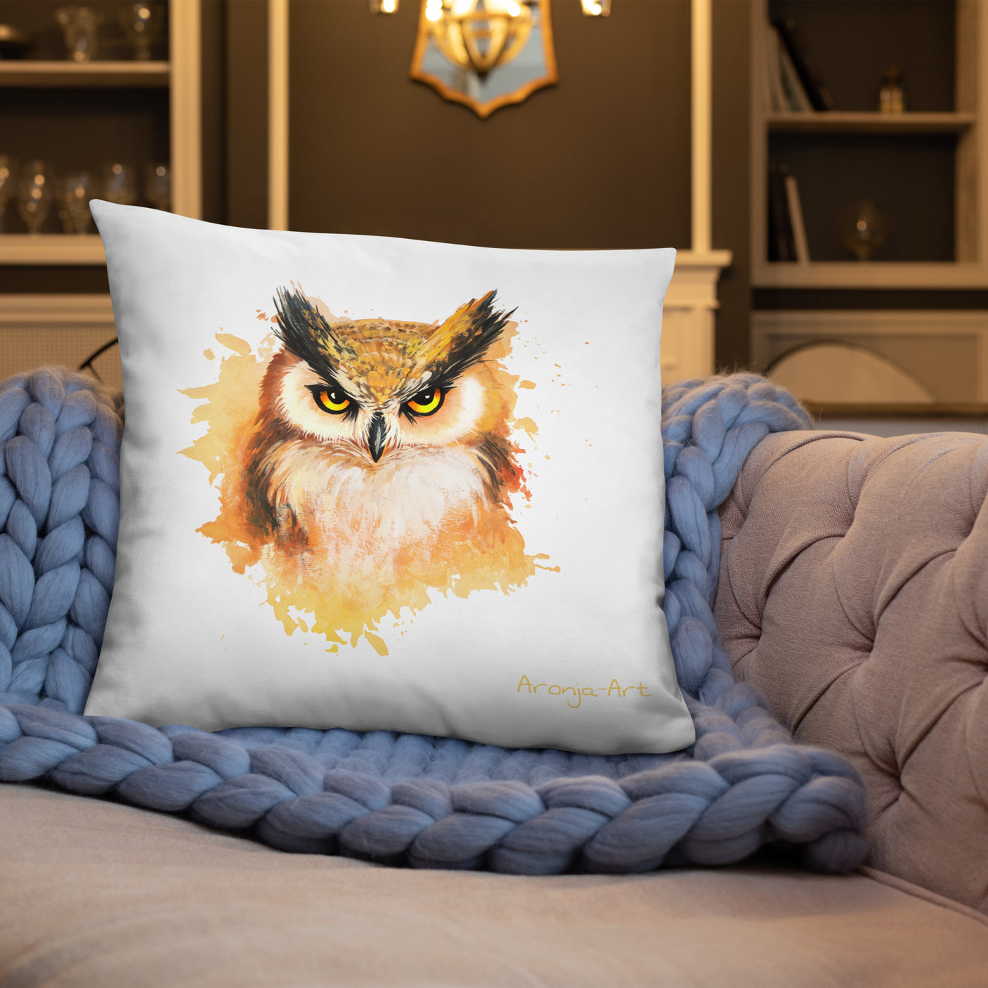 Watercolor Owl - Pillow