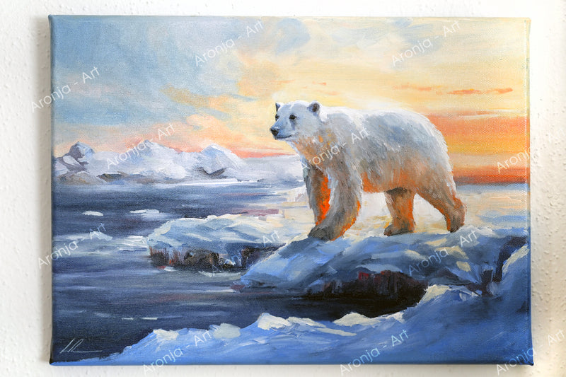 Eisbär - Acrylgemälde auf Leinwand (30 x 40 cm / 12x16") 