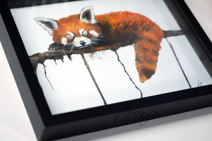 Little Red Panda - Original Gouache Painting (Framed)